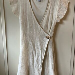 FAVLUX Cream Wrap Dress